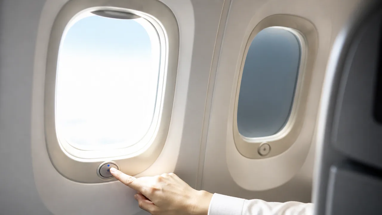 飛行機の窓がボタンで暗くなる仕組みは?電子シェードの原理を解説