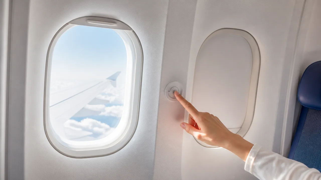 飛行機の窓がボタンで暗くなる仕組みは?電子シェードの原理を解説