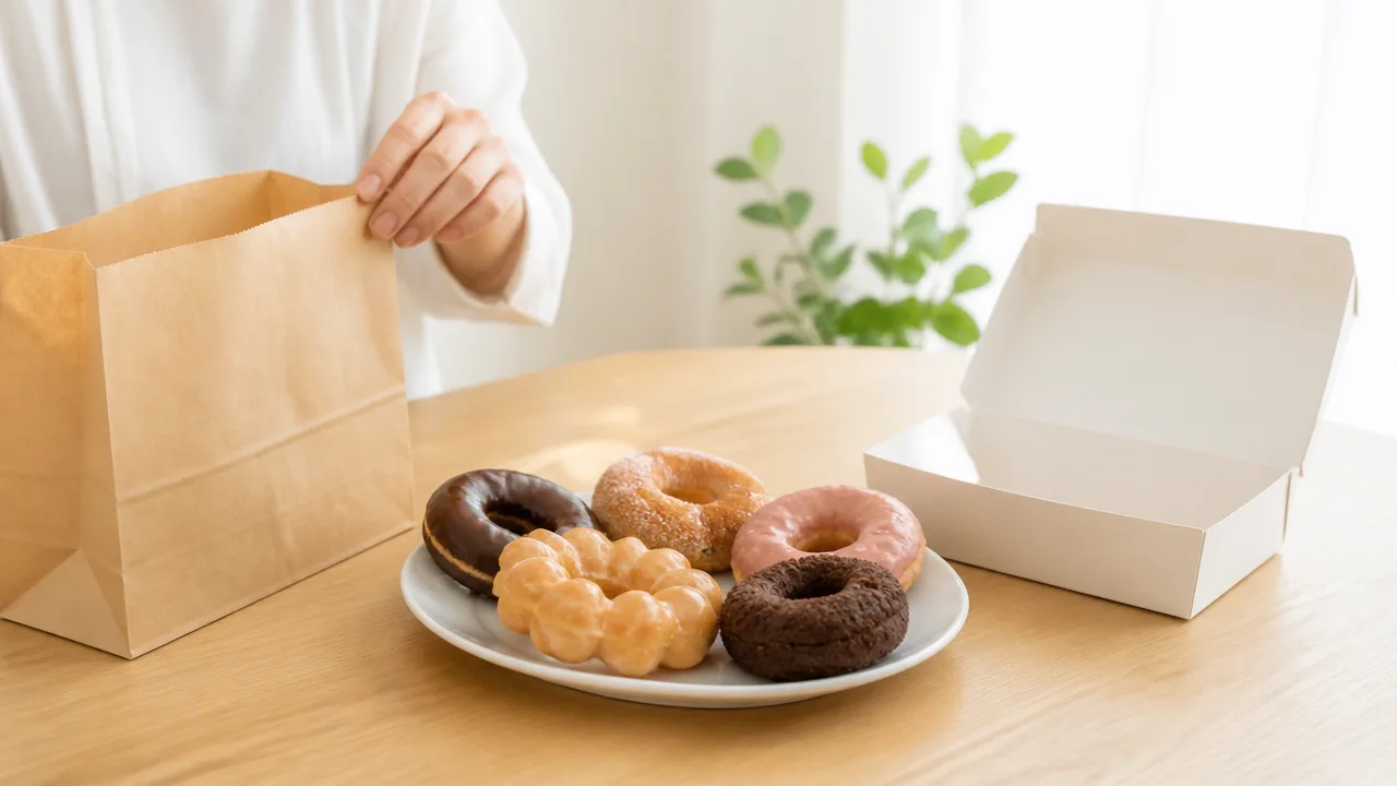 ミスドは何個から箱になる？紙袋は何個まで？箱・袋の目安を解説
