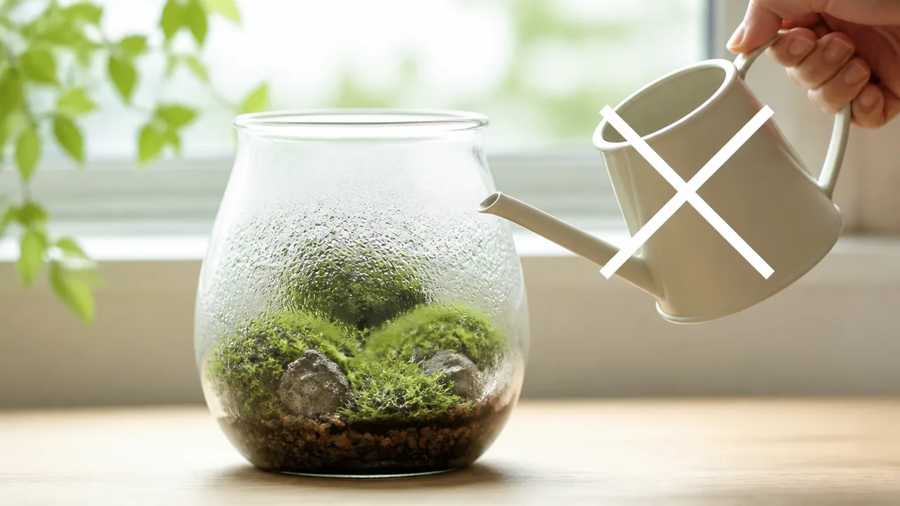 苔テラリウムのガラスが曇る原因は?結露を防ぐ対策とお手入れ方法
