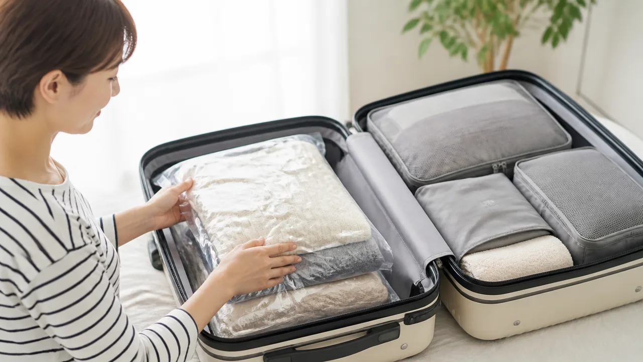 旅行用圧縮ポーチと圧縮袋の違いは?服のシワ・圧縮率・使い勝手を比較