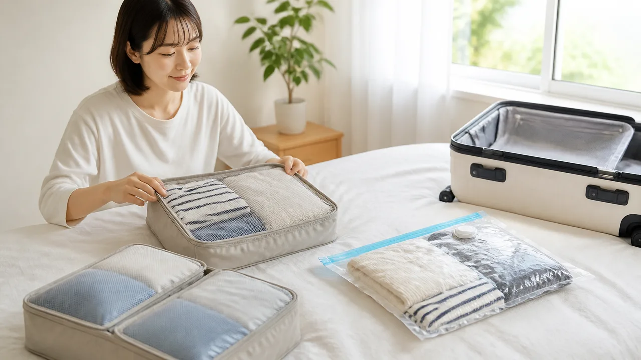 旅行用圧縮ポーチと圧縮袋の違いは?服のシワ・圧縮率・使い勝手を比較