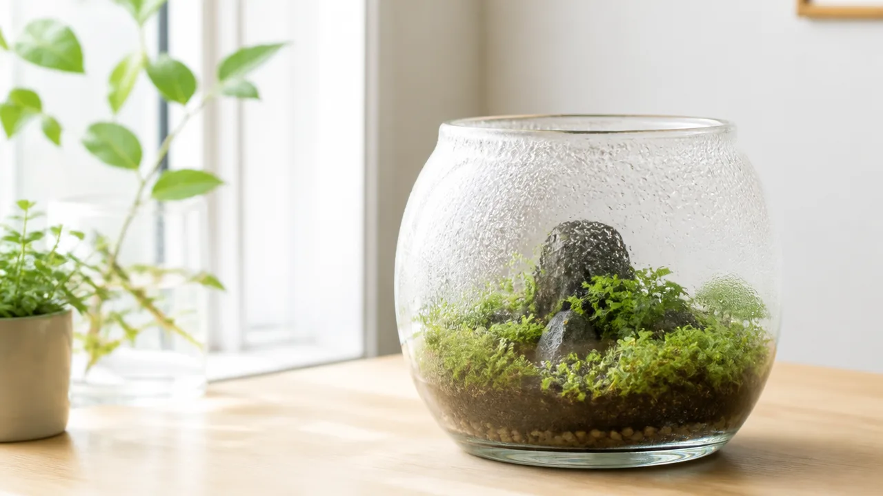 苔テラリウムのガラスが曇る原因は?結露を防ぐ対策とお手入れ方法