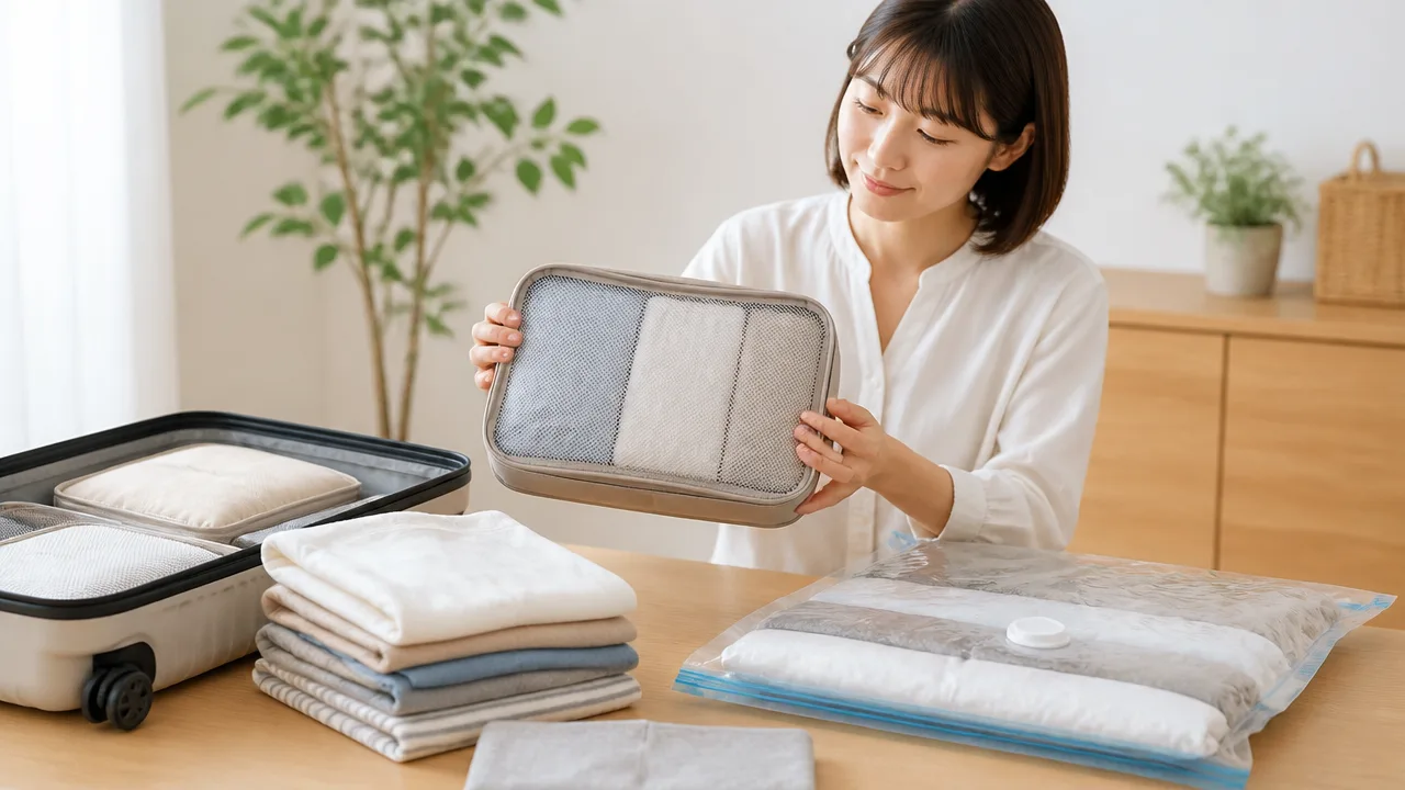 旅行用圧縮ポーチと圧縮袋の違いは?服のシワ・圧縮率・使い勝手を比較