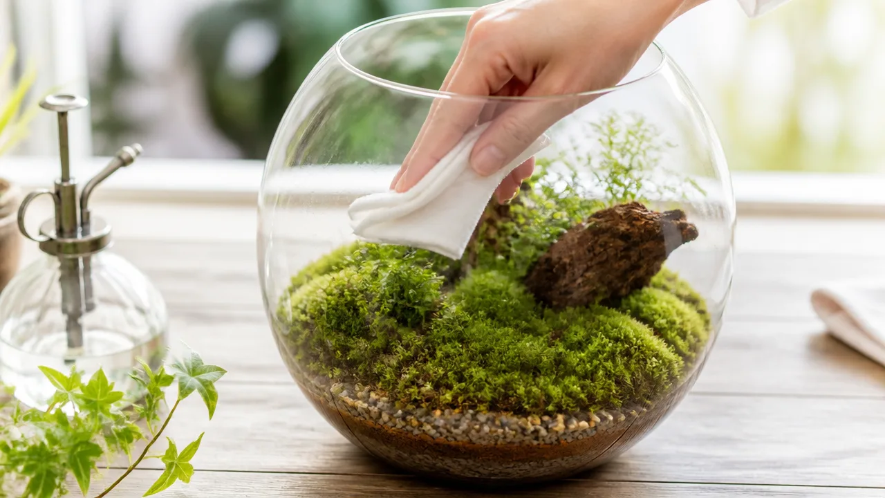 苔テラリウムのガラスが曇る原因は?結露を防ぐ対策とお手入れ方法