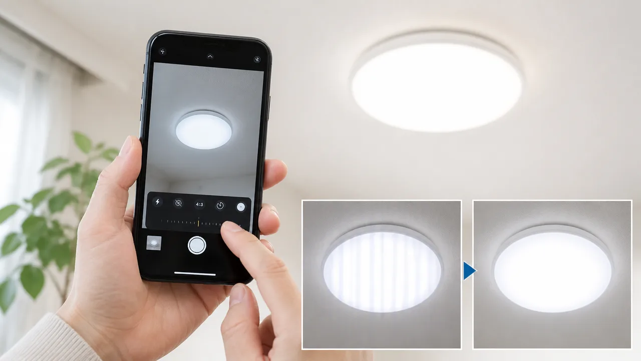 スマホでLED照明を撮ると縞模様が出るのはなぜ?原因と消し方を解説